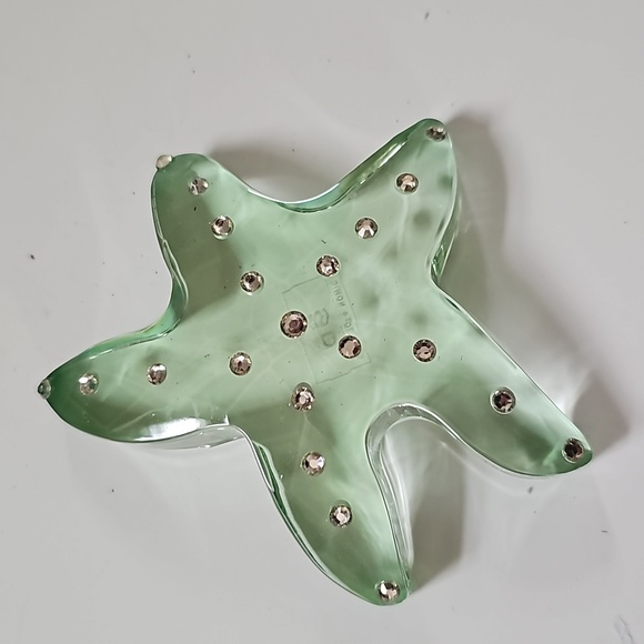 Tropical Starfish paperweight Aqua Crystal Sea Green 4" desk decor beach - Picture 7 of 7